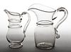 FREE-BLOWN AND RING-NECK GLASS PITCHERS, LOT OF TWO