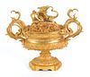 Large French ormolu tureen with dragon cover, 19".