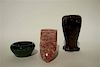 Three Haeger Pottery Articles Height of vase 9 1/8 inches.