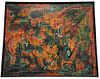 Mid Century Abstract Oil on Canvas "Maurino" Signed DUNCAN 1956