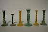 Six Haeger Pottery Candlesticks Height of tallest 10 1/4 inches.