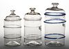 ASSORTED GLASS RING JARS, LOT OF THREE