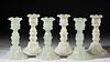 PRESSED PETAL AND LOOP CANDLESTICKS, LOT OF SIX