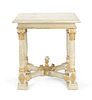 European painted console table, 28" h., 25 1/2" l.