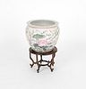 Chinese export porcelain planter on stand, 22" h.