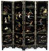 Chinese lacquer folding screen, 72 1/2" h., 72" w.
