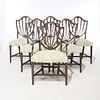 Antique Set of Six Mahogany Hepplewhite Shield Back Dining Chairs circa 1920