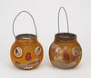 Pair of early Halloween glass containers