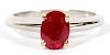1.23CT BURMESE RUBY AND 18KT GOLD AND PLATINUM RING