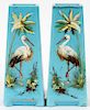 BLUE OPALINE PAINTED GLASS VASES CIRCA 1870 TWO