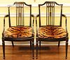 FRENCH LOUIS XV INFLUENCED EBONIZED OPEN ARM CHAIRS
