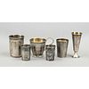 Group of six cups, hallmarked