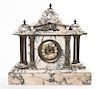 A Victorian Gilt Metal Mounted Marble Mantel Clock, Width 17 1/4 inches.