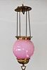 VICTORIAN PINK OPALESCENT HANGING CANDLE LANTERN 