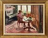 A JOSMAR OIL ON CANVAS WOMAN READING IN PARLOR