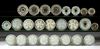 ASSORTED PRESSED GLASS FURNITURE KNOBS, LOT OF 25