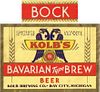 1935 Kolb Bavarian Brew Bock Beer 12oz Label CS38-21v Bay City