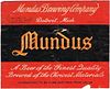 1933 Mundus Beer 12oz Label CS46-17 Detroit