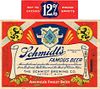 1933 Schmidt's Famous Beer 12oz Label CS48-19 Detroit
