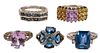 Collection of Five 10kt. Gemstone Rings