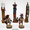 Five Native American Hand Crafted Kachina Dolls
