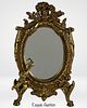 Antique Baroque Brass Vanity Mirror with Cupid