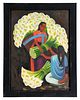 Flower Vendor Painting in manner of Diego Rivera