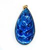 Lalique Crystal Heliconia Blue Leaf Pendant