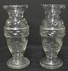 Pair of Cut Colorless Glass Baluster Vases