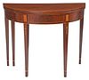 American Federal Inlaid Mahogany Demilune Card Table
