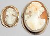 2 Shell Cameos in 10K Gold Bezels