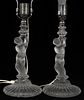 BACCARAT CRYSTAL FIGURAL LAMPS, PAIR, H 10 1/2" (19" OVERALL)