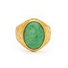Men's 14kt Yellow Gold And Green Burmese Jade Ring, 12g Size: 10