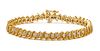 Diamond & 14kt Yellow Gold Tennis Bracelet, L 7" 15.4g