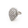 Diamond Cluster And 14kt White Gold Cocktail Ring, Pear Shape, 7.5g Size: 5