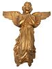 Gothic Style Gilded Bronze Wall Mount Sculpture, 19th C., Angel With Clasped Hands Over Heart, H 14.5" W 12"