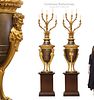 A Pair of Monumental 19th C. French F. Barbedienne Figural Bronze Stand Torchieres