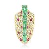 Cartier Vintage Emerald Ruby and Diamond Clip