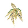 Emerald Sapphire and Diamond Gold Brooch, French