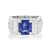 Art Deco Kashmir 2.83-ct Sapphire and Diamond Ring, AGL Certified