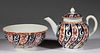 ENGLISH WORCESTER PORCELAIN QUEEN CHARLOTTE TEA AND TABLE ARTICLES, LOT OF TWO