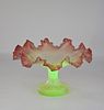 VICTORIAN ART GLASS FOOTED BOWL WITH URANIUM BASE