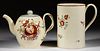 ENGLISH CREAMWARE HAND-PAINTED DRINKING ARTICLES, LOT OF TWO
