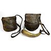 Powder Horn and Bags, Lot of Three
