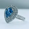Stunning Sapphire & Diamond Cocktail Ring - 18K White Gold