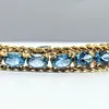 Sparkling Blue Topaz & 14K Gold Chain Bracelet
