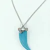 Turquoise, Diamond & Moonstone "Italian Horn" Pendant Necklace