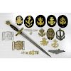 Lot of Various Kriegsmarine Insignia Including Belt Buckles and Dagger