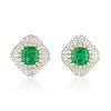 Colombian Emerald and Diamond Earrings, GIA Certified