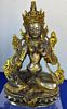 Gilt Tibetan Bronze Tara Goddess Figure seated SIGNED SCARCE